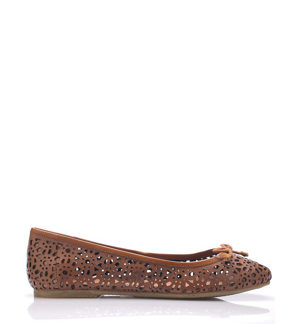 Laceys london Hnědé děrované baleríny Laceys