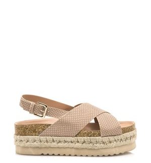 Béžové sandály na espadrilové platformě MTNG