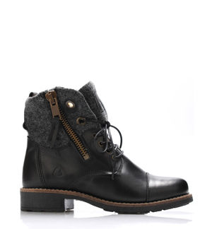 Černé kožené boty s kožíškem Online Shoes