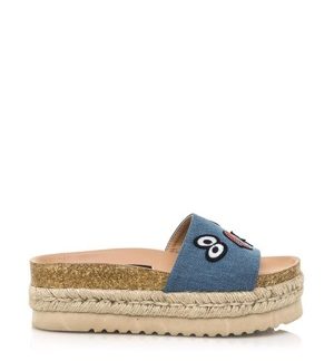 Modré denimové pantofle s espadrilovou podrážkou MTNG