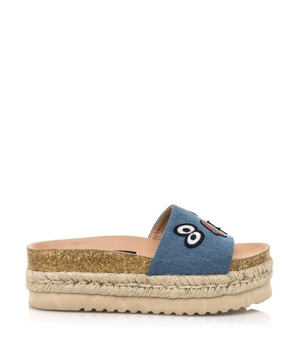 Modré denimové pantofle s espadrilovou podrážkou MTNG Modré denimové pantofle s espadrilovou podrážkou MTNG
