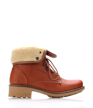 Hnědé kožené kotníkové boty s kožíškem Online Shoes Hnědé kožené kotníkové boty s kožíškem Online Shoes