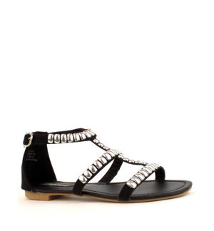Park Lane Shoes Černé kožené sandály Park Lane se stříbrnými cvočky