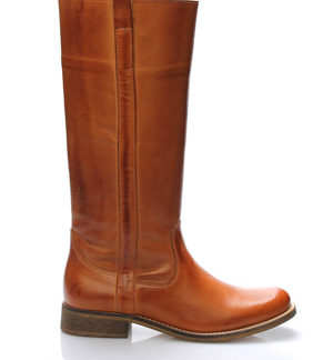 Hnědé kožené nižší kozačky Online Shoes
