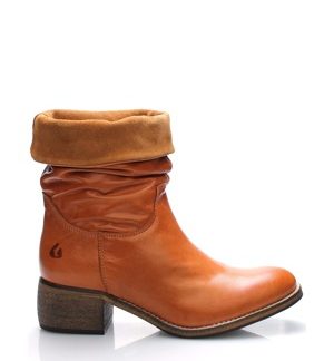 Hnědé kožené ohrnovací polokozačky Online Shoes 40