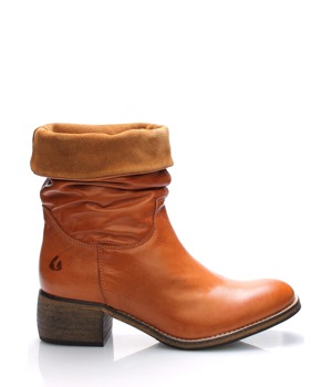 Hnědé kožené ohrnovací polokozačky Online Shoes 40 Hnědé kožené ohrnovací polokozačky Online Shoes 40