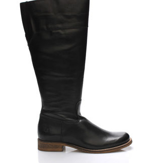 Černé kožené kozačky s elastickou vsadkou Online Shoes