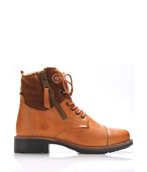 Hnědé kožené boty s kožíškem Online Shoes Hnědé kožené boty s kožíškem Online Shoes