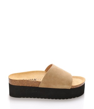 Béžové kožené pantofle na platformě EMMA Shoes Béžové kožené pantofle na platformě EMMA Shoes
