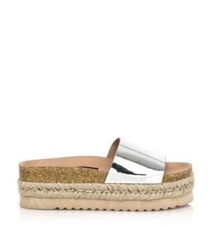 Štříbrné pantofle s espadrilovou podrážkou MTNG