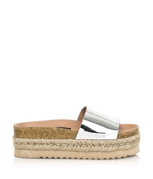 Štříbrné pantofle s espadrilovou podrážkou MTNG Štříbrné pantofle s espadrilovou podrážkou MTNG