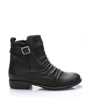 Černé kožené kotníkové boty s řemínkem Online Shoes