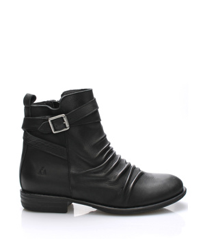 Černé kožené kotníkové boty s řemínkem Online Shoes Černé kožené kotníkové boty s řemínkem Online Shoes