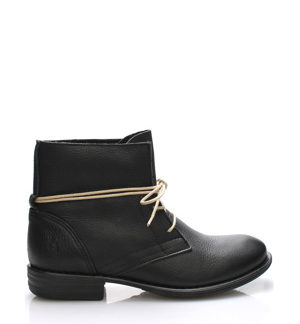 Černé kožené boty s tkaničkami Online Shoes