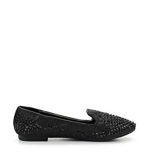 Černé mokasíny s krystaly Timeless Qadir