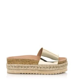 Zlaté pantofle s espadrilovou podrážkou MTNG