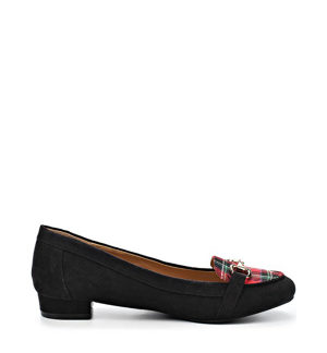 Černé dámské mokasíny Timeless vzor tartan 36