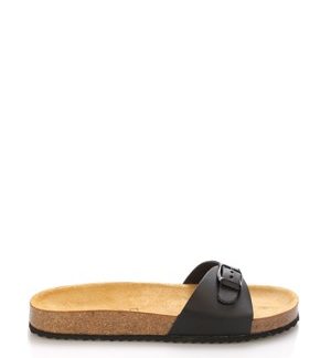 Černé nízké kožené zdravotní pantofle EMMA Shoes